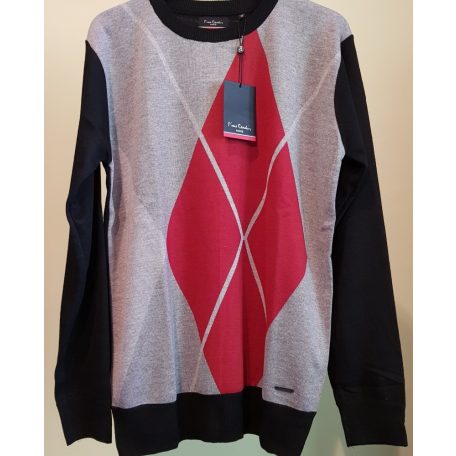 Pierre Cardin szürke-piros mintás pulóver