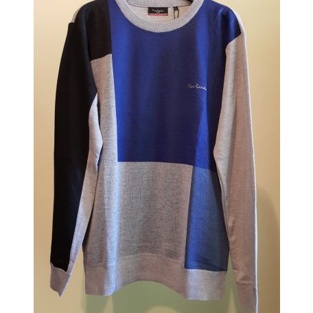 Pierre Cardin kék-szürke-fekete mintás pulóver